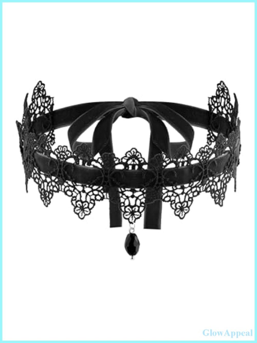 Gothic Black Lace Velvet Choker Necklace, Victorian Vintage Adjustable Tie